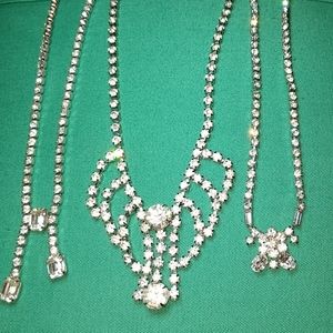 Vintage! Rhinestone Necklace Trio
